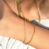 Double Row Tennis Bracelet & Box Satellite Chain - Duality 14K Gold Vermeil Bracelet