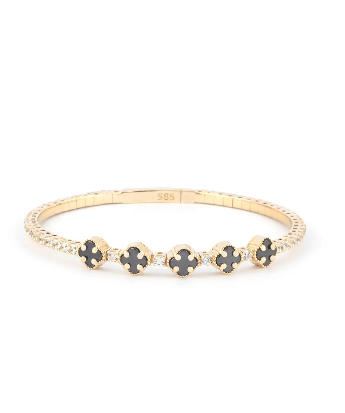 Black Onyx Clover 14K Gold Tennis Bracelet – My Jewelist