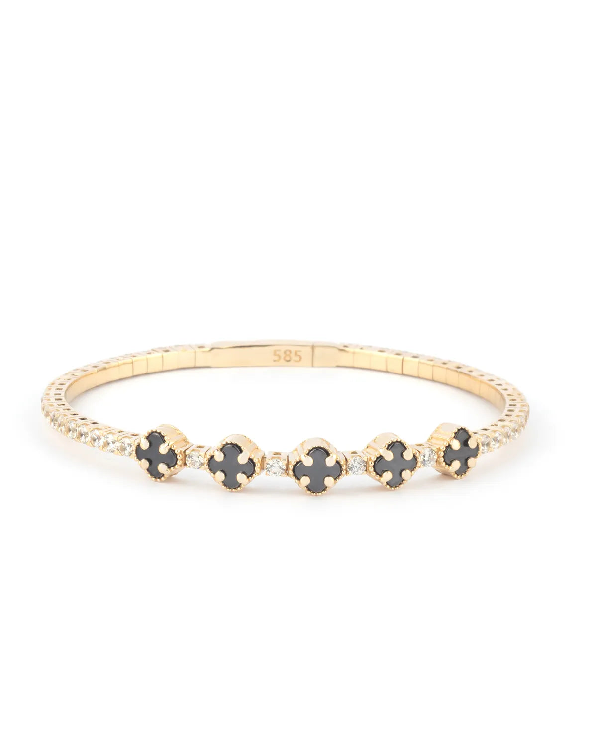 Black Onyx Clover 14K Gold Tennis Bracelet – My Jewelist