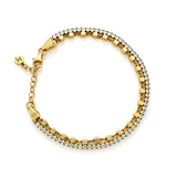 Double Row Tennis Bracelet & Box Satellite Chain - Duality 14K Gold Vermeil Bracelet