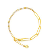Tennis Sparkle & Paperclip Boldness - Duality Gold Vermeil Bracelet