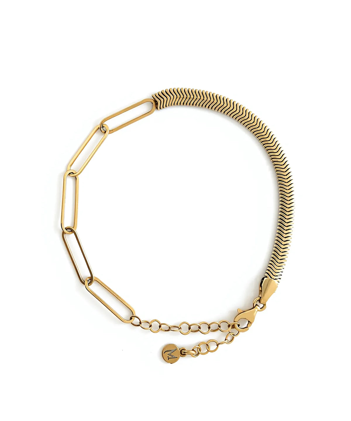 Gold chain necklace on a white background