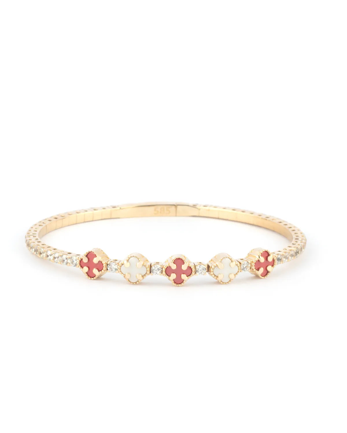 Aqeeq & White Clover 14K Gold Tennis Bracelet – My Jewelist