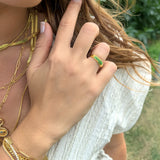 Dual Harmony 14K Gold Vermeil Ring - Pavé Statement Band