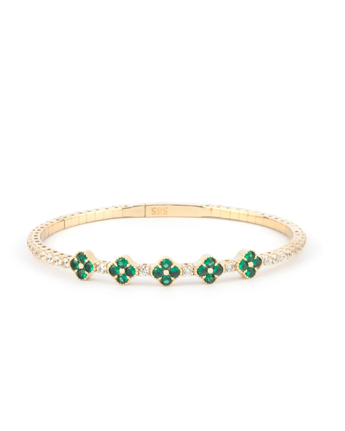 5 Emerald Clover 14K Gold Tennis Bracelet - My Jewelist