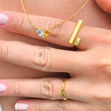 Two Birthstone Heart Necklace in 14K Gold Vermeil – Minimalist Love Jewelry