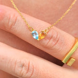 Two Birthstone Heart Necklace in 14K Gold Vermeil – Minimalist Love Jewelry