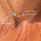 Two Birthstone Heart Necklace in 14K Gold Vermeil – Minimalist Love Jewelry
