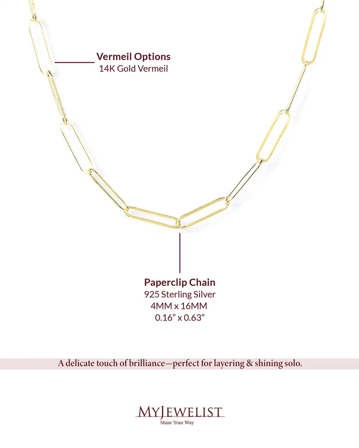 14K Gold Vermeil Paperclip Chain Necklace – My Jewelist
