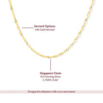 Gold Vermeil Singapore Chain Necklace - My Jewelist