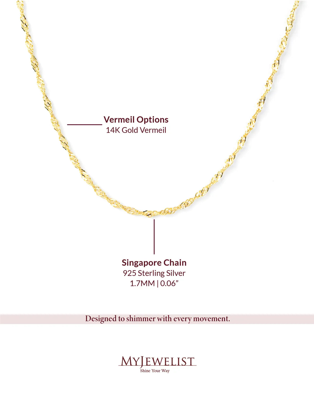 Gold Vermeil Singapore Chain Necklace - My Jewelist