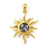 Labradorite Sun Pendant – 14K Gold Vermeil Celestial Charm