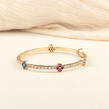 Multi-Stone Clover 14K Gold Tennis Bracelet – Mix Moissanite Titanium Bangle