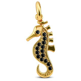 Seahorse Pendant – 14K Gold Vermeil Charm with Black Onyx