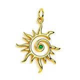 Sunburst Emerald Pendant – 14K Gold Vermeil Celestial Charm