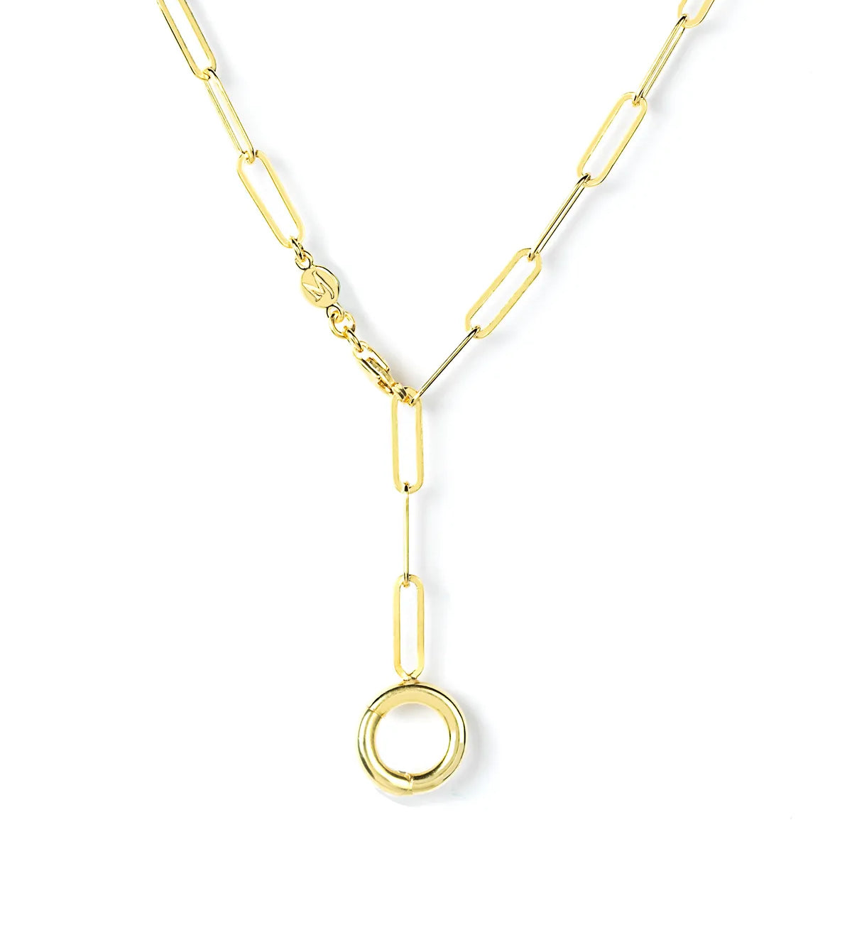 Gold Vermeil Paperclip Lariat Charm Holder Necklace - My Jewelist