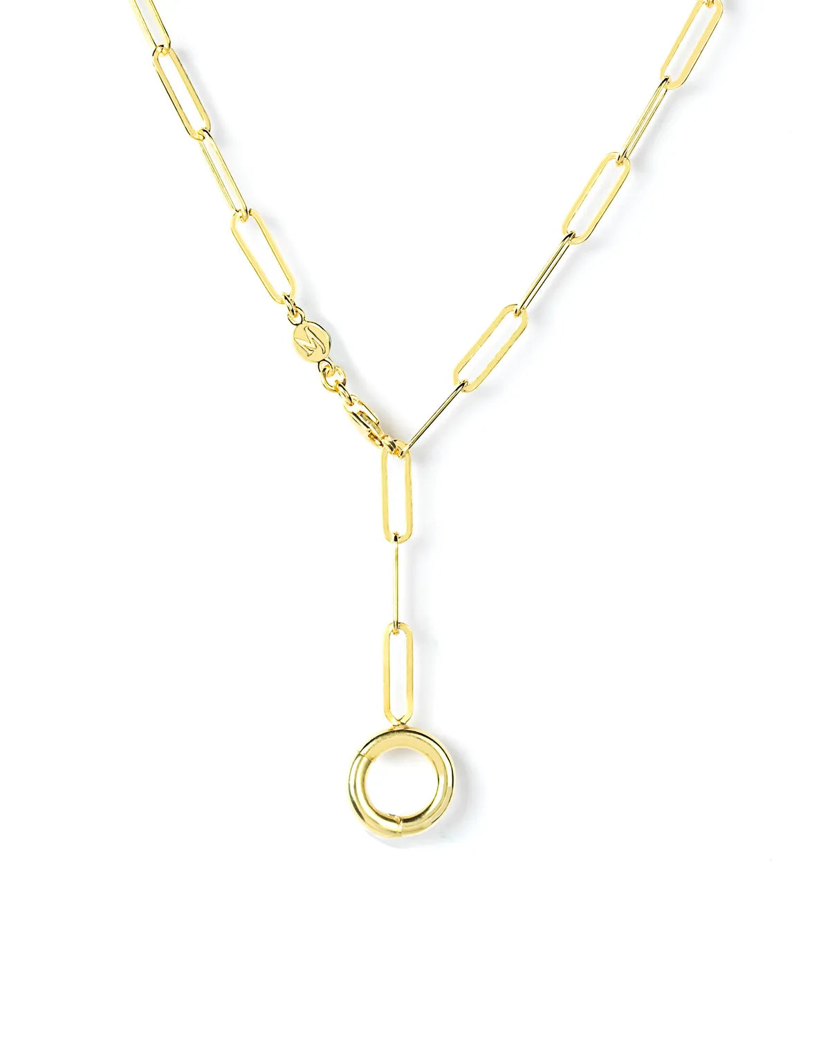 Gold Vermeil Paperclip Lariat Charm Holder Necklace - My Jewelist