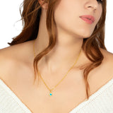Minimalist Gold Blue Opal Pendant – Dainty & Protective Necklace