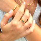 Radiance Bar 14K Gold Vermeil Ring – Duality Collection Birthstone Statement Band