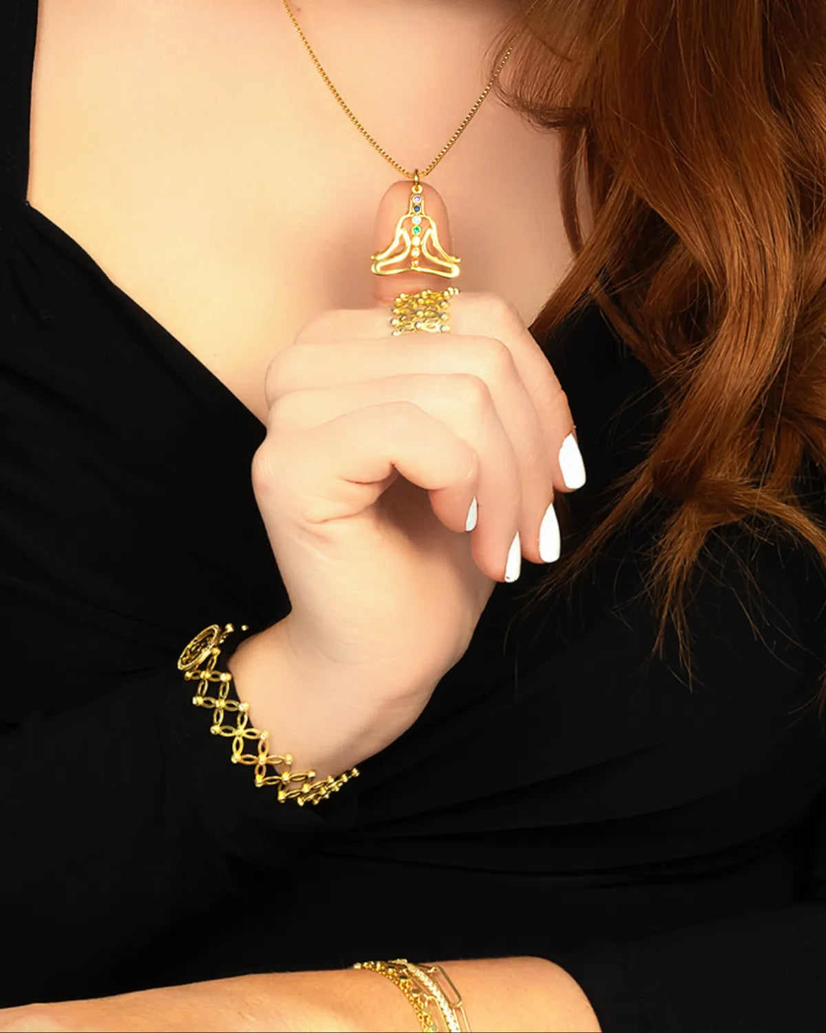 chakra energy healing necklace gold spiritual-My Jewelist