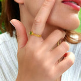 Axis Disc Ring 14K Gold Vermeil Ring – Minimalist Half Chain, Half Band Design