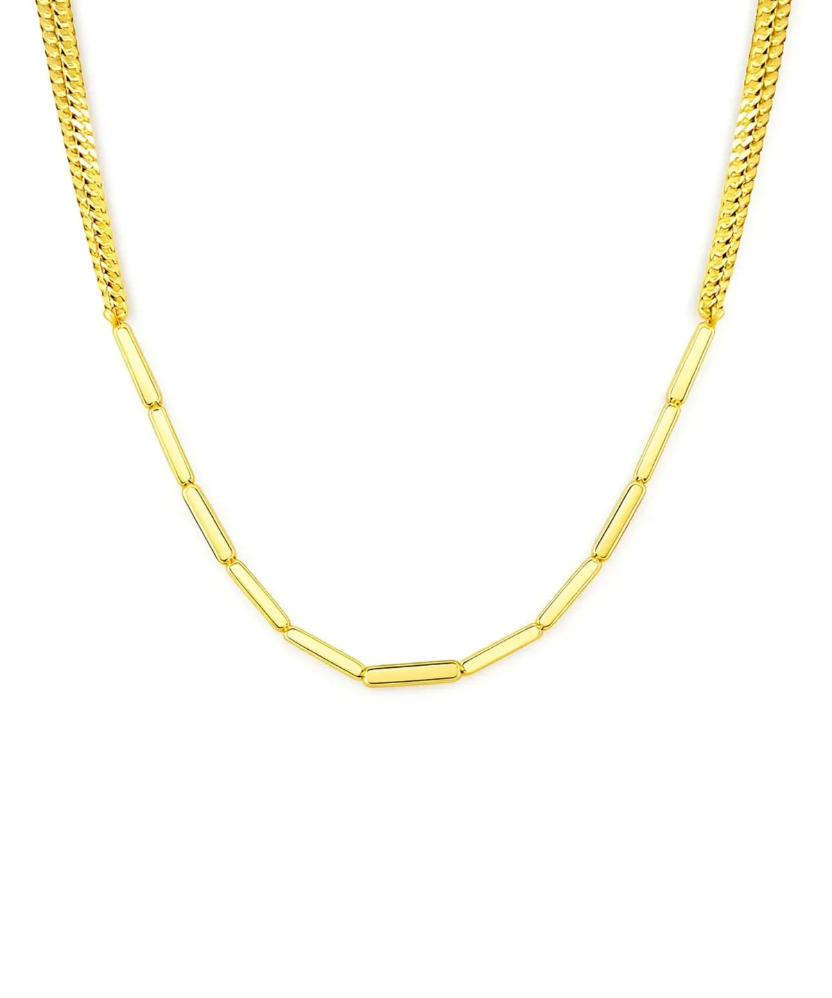 Gold chain necklace on a white background