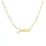 Gold Name Paperclip Necklace-my jewelist