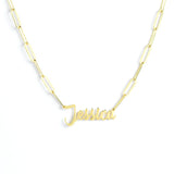 Gold Name Paperclip Necklace-my jewelist