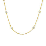 14K Gold Vermeil Bezel Station Necklace – Elegant & Minimalist Jewelry