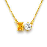 Dual Soul Birthstone Necklace – 14K Gold Vermeil Couple Pendant