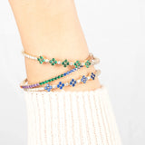5 Emerald Clover 14K Gold Tennis Bracelet – Moissanite Flexible Bangle