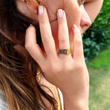 Modern Pavé 14K Gold Vermeil Ring – Duality Collection Statement Band