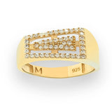 Geometric White Crystal Pavé Ring in 18K Gold Vermeil