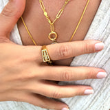 Modern Pavé 14K Gold Vermeil Ring – Duality Collection Statement Band