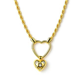 Gold Vermeil Heart Charm Necklace — Rope Chain Duality Design