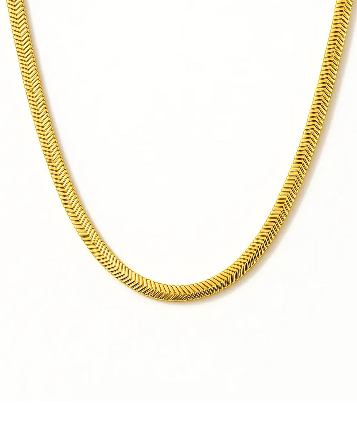 Gold chain necklace on a white background