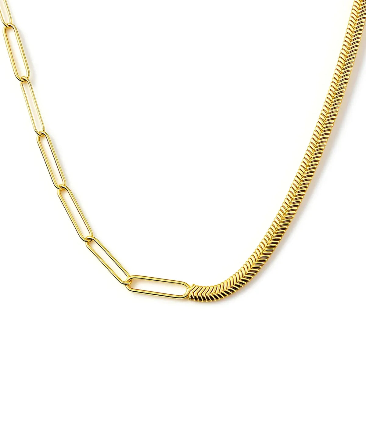 Gold chain necklace on a white background