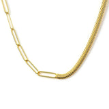 Gold Vermeil Paperclip & Herringbone Necklace – Layered Statement Piece