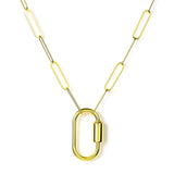 Gold Vermeil Thin Paperclip Lock Charm Necklace — Minimalist Jewelry