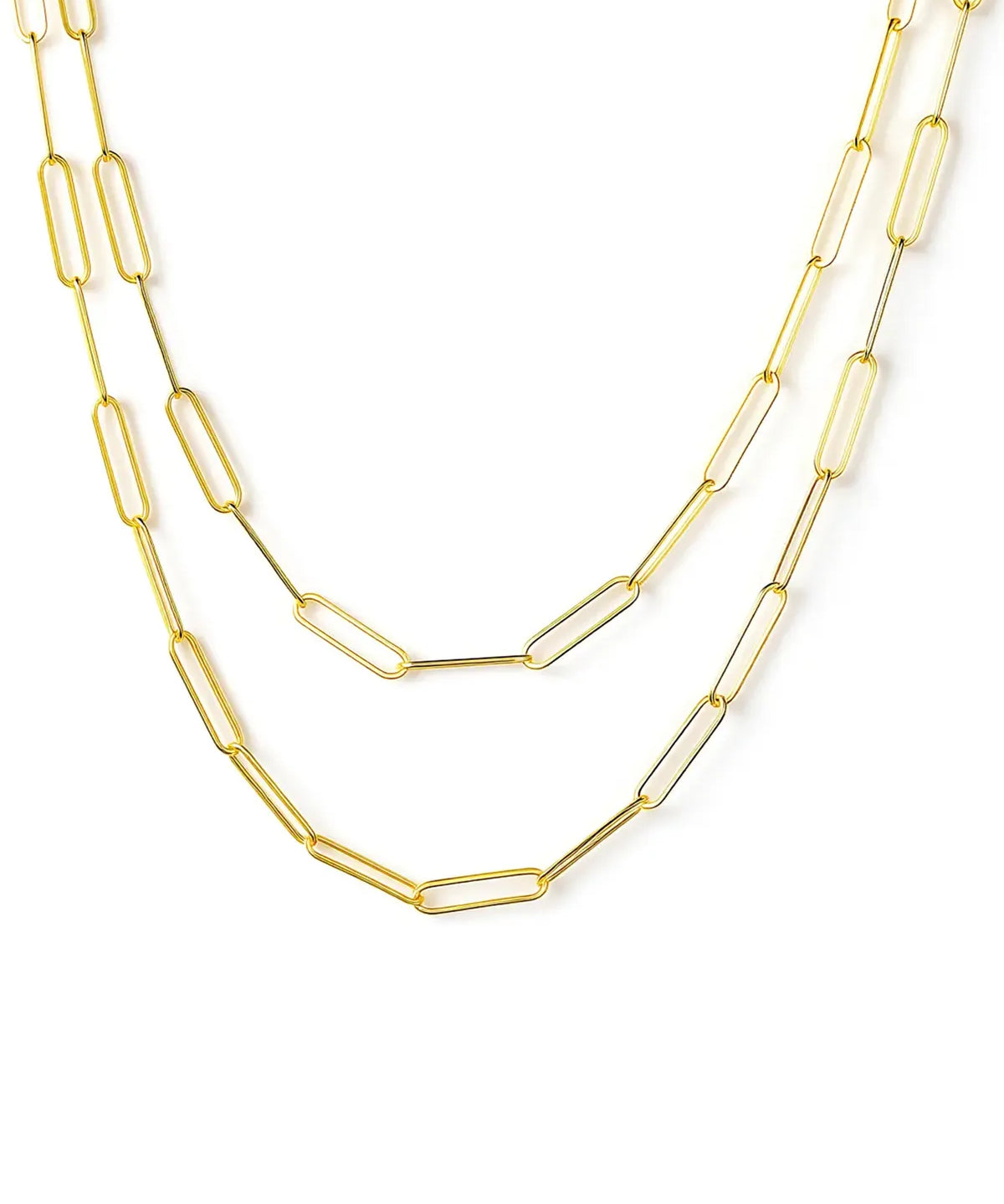 Gold chain necklace on a white background