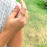 Axis Disc Ring 14K Gold Vermeil Ring – Minimalist Half Chain, Half Band Design