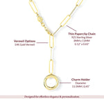 Gold Vermeil Paperclip Lariat Charm Holder Necklace - My Jewelist