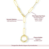 Gold Vermeil Paperclip Lariat Charm Holder Necklace - My Jewelist