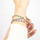 5 Emerald Clover 14K Gold Tennis Bracelet – Moissanite Flexible Bangle