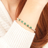 5 Emerald Clover 14K Gold Tennis Bracelet – Moissanite Flexible Bangle