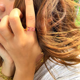 Geometric Ruby Pavé Ring in 18K Gold Vermeil