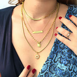 Gold Vermeil Paperclip & Herringbone Necklace – Layered Statement Piece