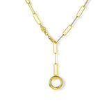 Gold Vermeil Paperclip Lariat Necklace — Duality Charm Holder Design