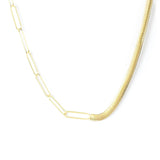 Gold Vermeil Paperclip & Herringbone Necklace – Layered Statement Piece