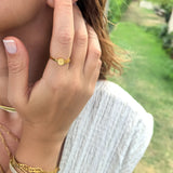 Axis Disc Ring 14K Gold Vermeil Ring – Minimalist Half Chain, Half Band Design